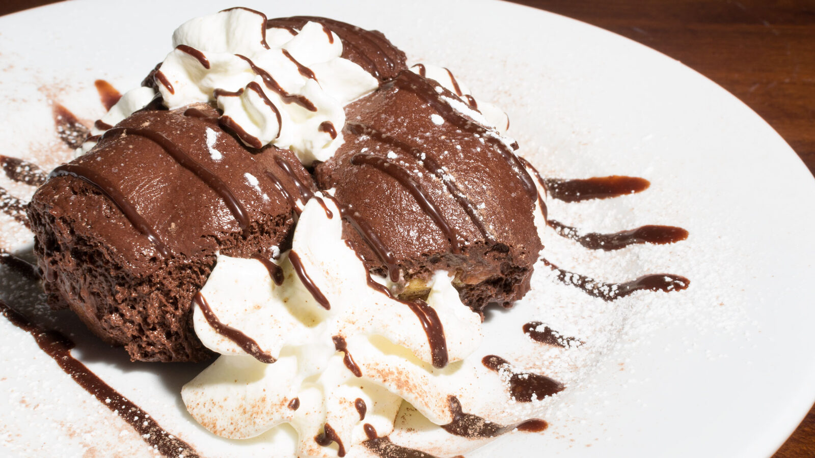 Chocolate dessert plated at Sartori