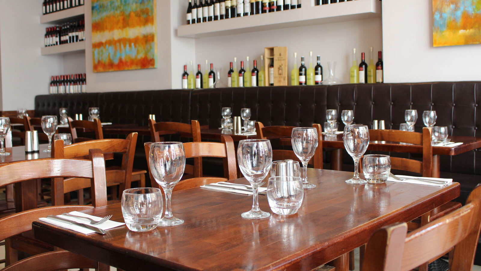 Tables set for service at Sartori Restaurant
